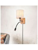 Aplique pared NILAM madera y textil 2 luces en una pared