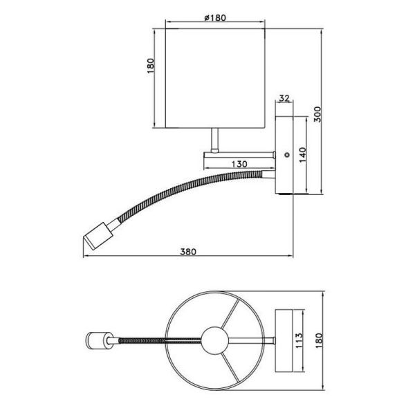 Aplique pared NILAM madera y textil 2 luces medidas producto