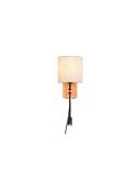 Aplique pared NILAM madera y textil 2 luces vista frontal