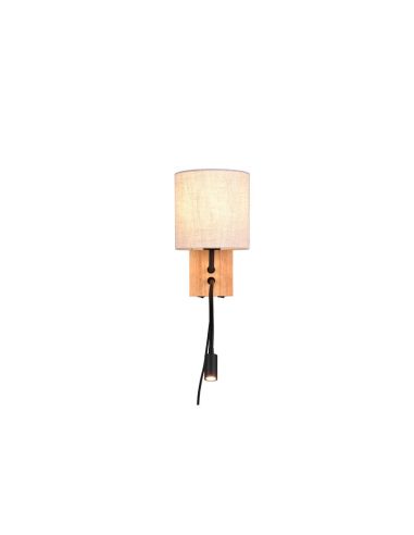 Aplique pared NILAM madera y textil 2 luces vista frontal