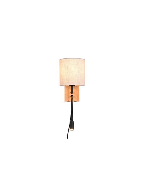 Aplique pared NILAM madera y textil 2 luces vista frontal