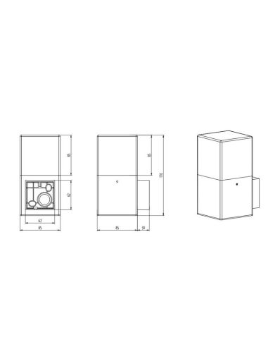 Aplique de pared exterior HUDSON en una pared medidas producto