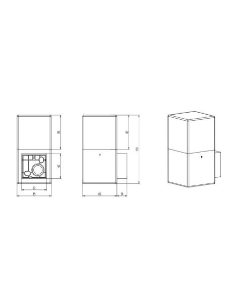 Aplique de pared exterior HUDSON en una pared medidas producto