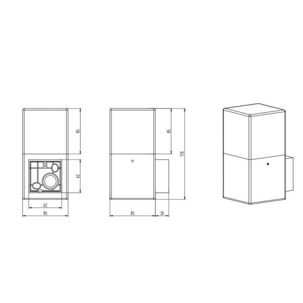 Aplique de pared exterior HUDSON en una pared medidas producto