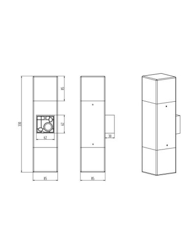 Applique LED HUDSON 2 lumières mesures du produit