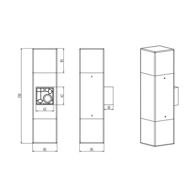 Aplique pared LED HUDSON 2 luces medidas producto
