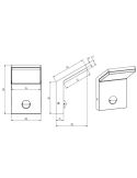 Applique murale LED d'extérieur PEARL avec capteur de mouvement, mesures du produit