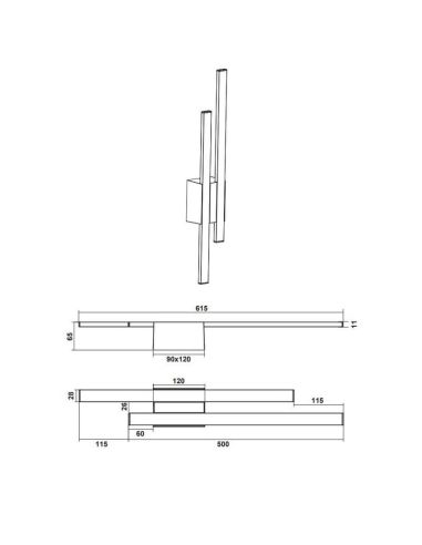 Dimensiones Aplique de pared LED exterior vertical TAWA iluminación indirecta 9W 900lm 3000K IP54 221460242
