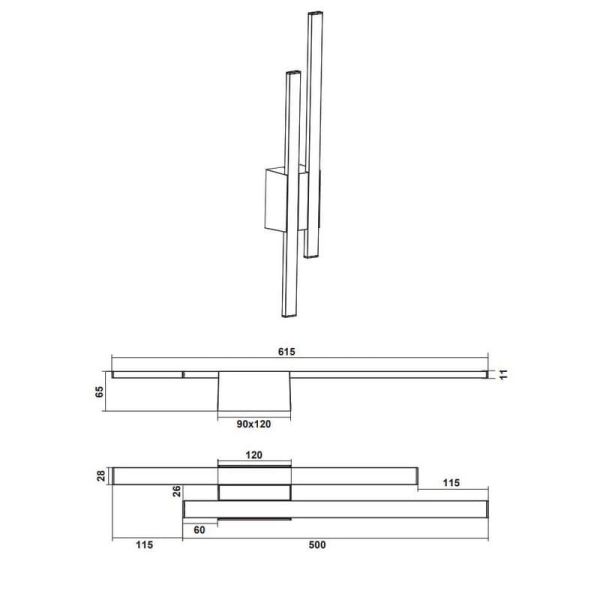 Dimensiones Aplique de pared LED exterior vertical TAWA iluminación indirecta 9W 900lm 3000K IP54 221460242