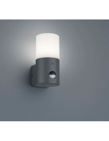 Aplique pared pequeño HOOSIC sensor movimiento antracita en una pared