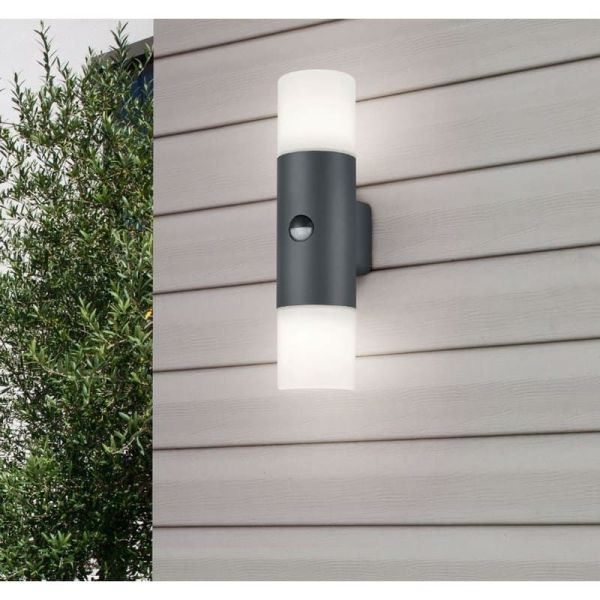 Aplique pared HOOSIC 2 luces arriba y abajo sensor movimiento en el exterior