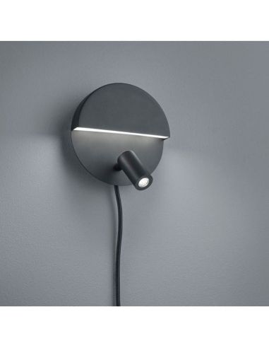 Aplique pared LED MARIO 2 luces con interruptor detalle luz encendida