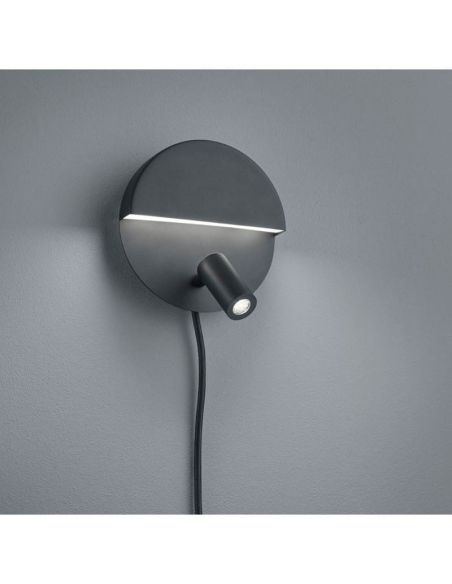 Aplique pared LED MARIO 2 luces con interruptor detalle luz encendida