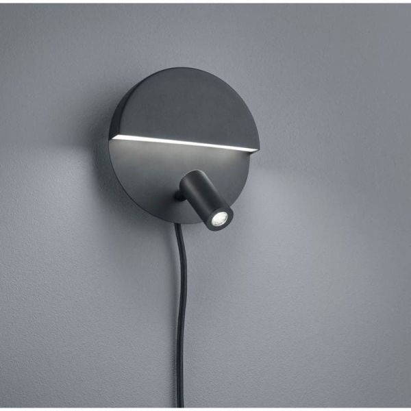 Aplique pared LED MARIO 2 luces con interruptor detalle luz encendida