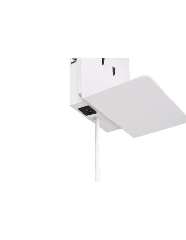 Aplique pared LED con base USB de carga 2 luces blanco detalle base