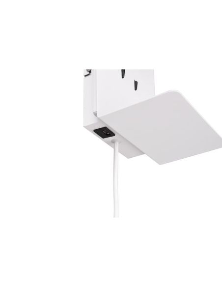 Aplique pared LED con base USB de carga 2 luces blanco detalle base