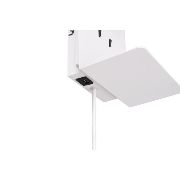 Aplique pared LED con base USB de carga 2 luces blanco detalle base