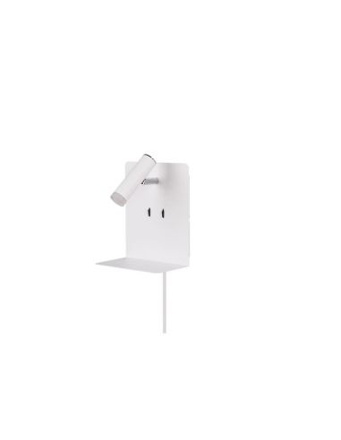 Aplique pared LED con base USB de carga 2 luces blanco luz encendida