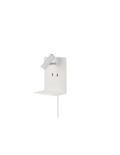 Aplique pared LED con base USB de carga 2 luces blanco/negro| LeonLeds