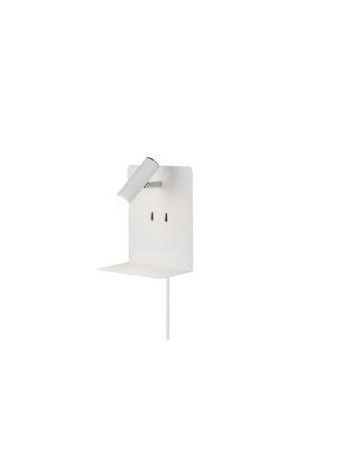 Aplique pared LED con base USB de carga 2 luces blanco/negro| LeonLeds