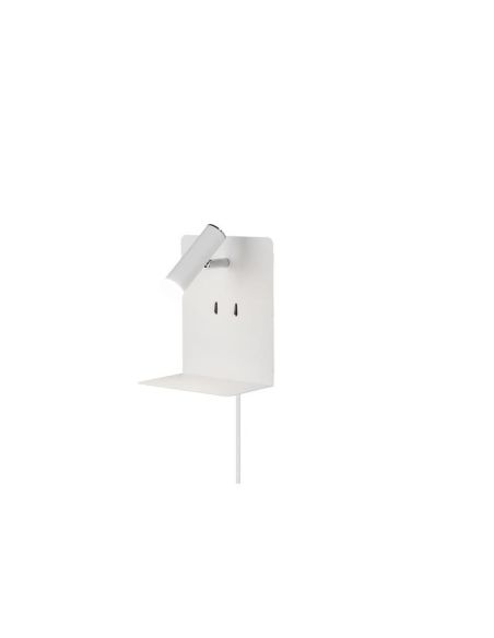 Aplique pared LED con base USB de carga 2 luces blanco/negro| LeonLeds