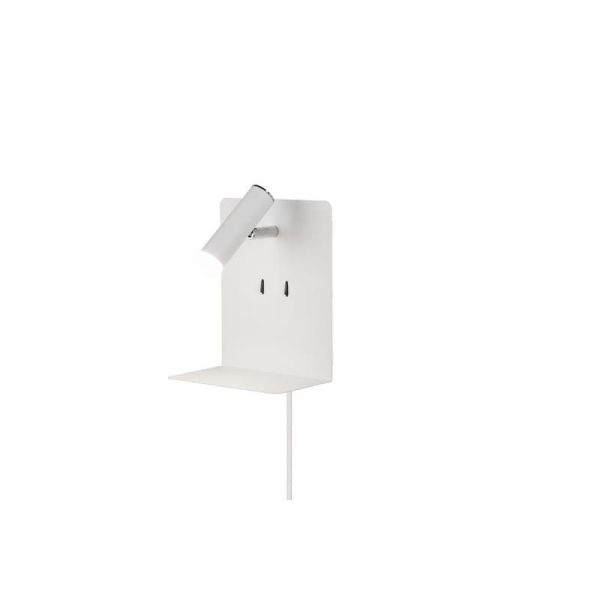 Aplique pared LED con base USB de carga 2 luces blanco/negro| LeonLeds