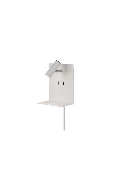 Aplique pared LED con base USB de carga 2 luces blanco luz apagada