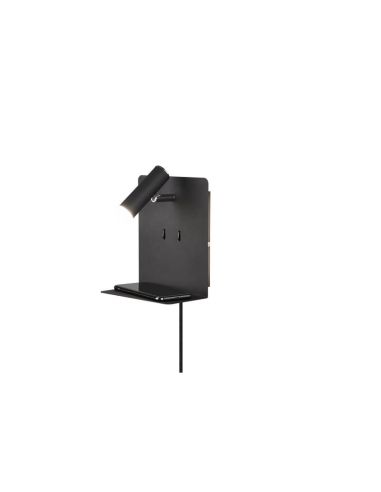 Aplique pared LED con base USB de carga 2 luces negro con un móvil