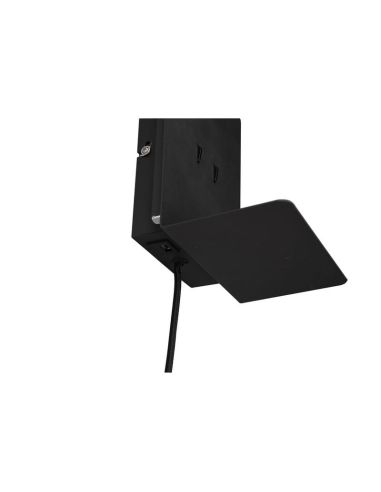 Aplique pared LED con base USB de carga 2 luces negro detalle base