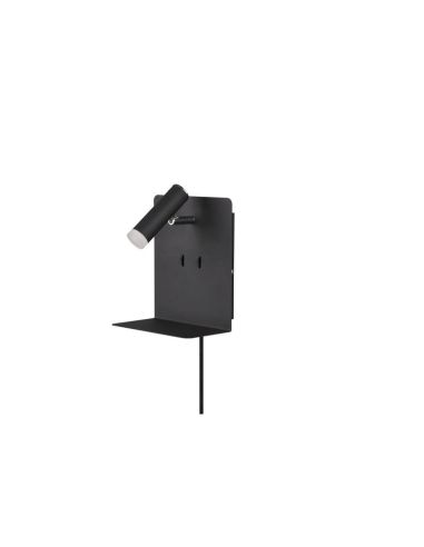 Aplique LED com base de carregamento USB 2 luzes pretas apagadas