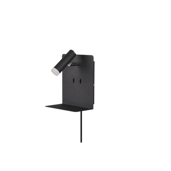 Aplique LED com base de carregamento USB 2 luzes pretas apagadas