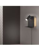 Aplique pared LED con base USB de carga 2 luces negro en una pared