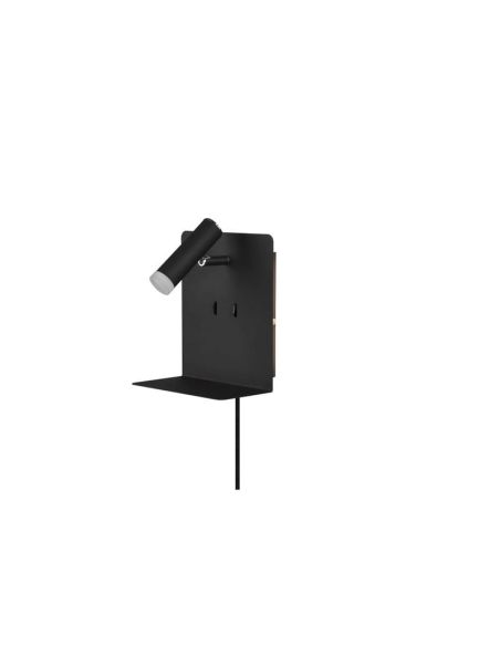 Aplique LED com base de carregamento USB 2 luzes pretas