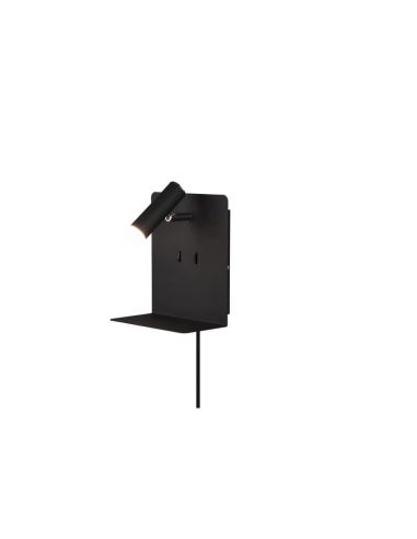 Aplique pared LED con base USB de carga 2 luces negro producto