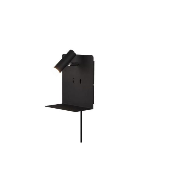 Aplique pared LED con base USB de carga 2 luces negro producto