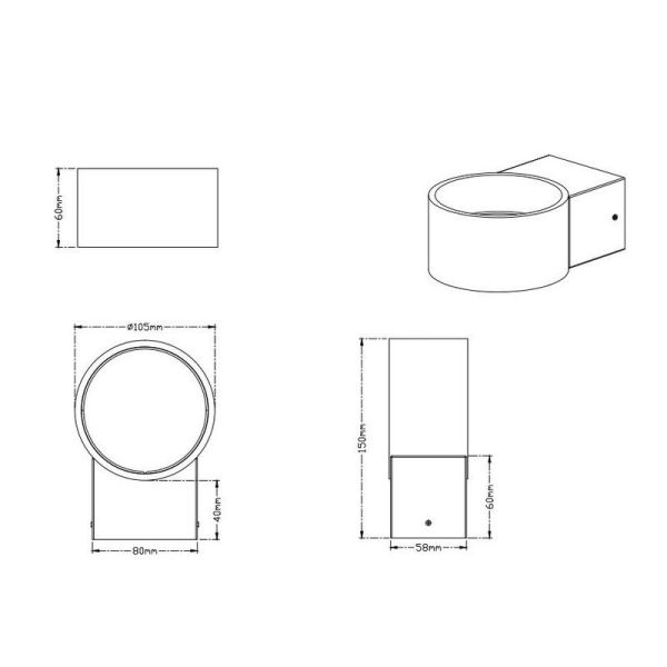 Aplique de pared LED luz arriba y abajo LACAPO blanco/negro medidas producto