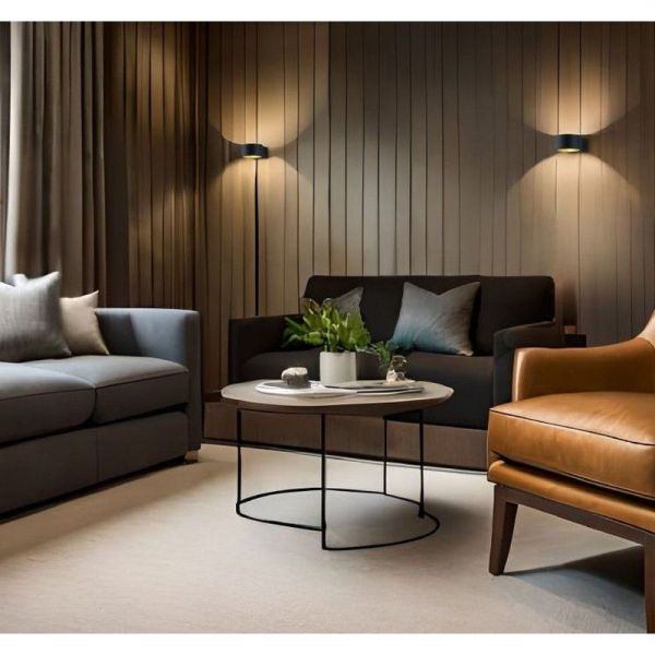 Applique LED haut et bas LACAPO blanc/noir dans un salon