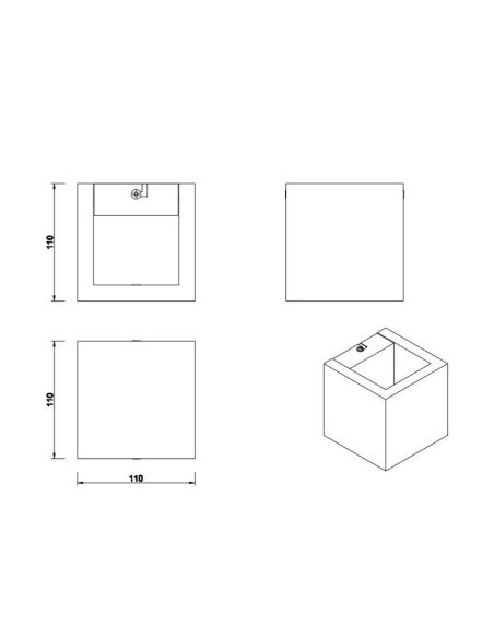 Aplique de pared LED BRAD función memoria, luz arriba y abajo medidas producto