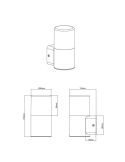 Aplique pared exterior HOOSIC antracita 1 luz excl.E27 medidas producto