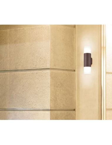 Aplique pared exterior LED HOOSIC antracita 2 luces arriba y abajo detalle luz encendida