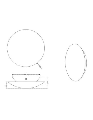 Aplique pared LED circular CHIROS acabado oro 22cm 8W medidas producto