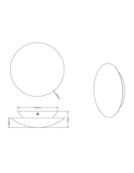 Aplique pared LED circular CHIROS acabado oro 22cm 8W medidas producto