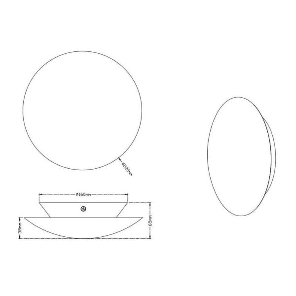 Aplique circular LED CHIROS acabamento dourado 22cm 8W medidas do produto