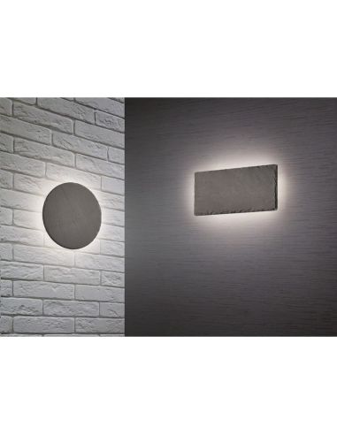 Aplique de pared LED efecto pizarra circular RAVEN IP20 detalle en pared