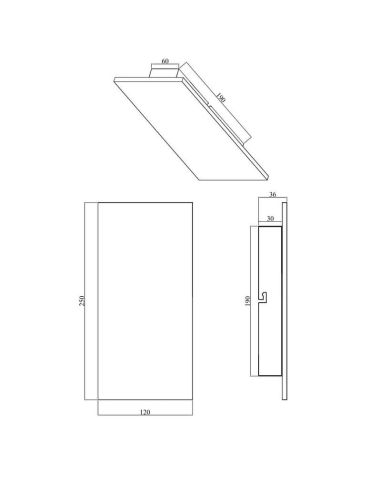 Aplique de pared LED efecto pizarra rectangular RAVEN IP20 medidas producto
