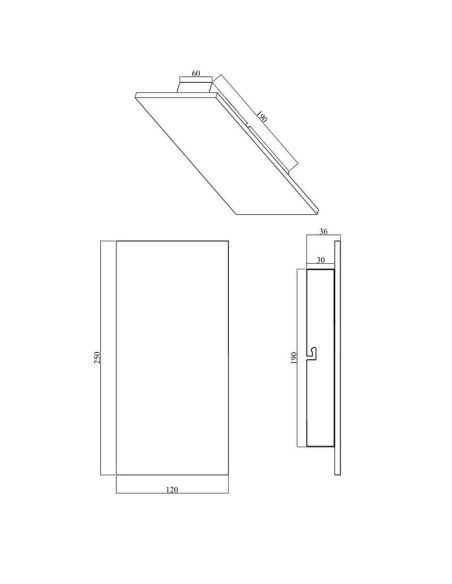 Aplique de pared LED efecto pizarra rectangular RAVEN IP20 medidas producto