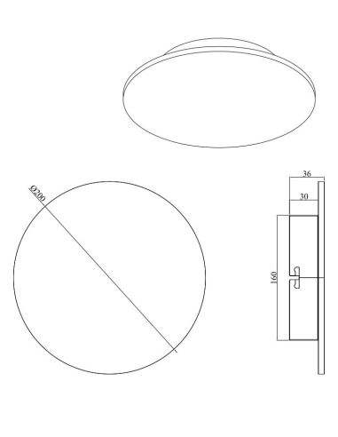 Aplique de pared LED efecto pizarra circular RAVEN IP20 medidas producto