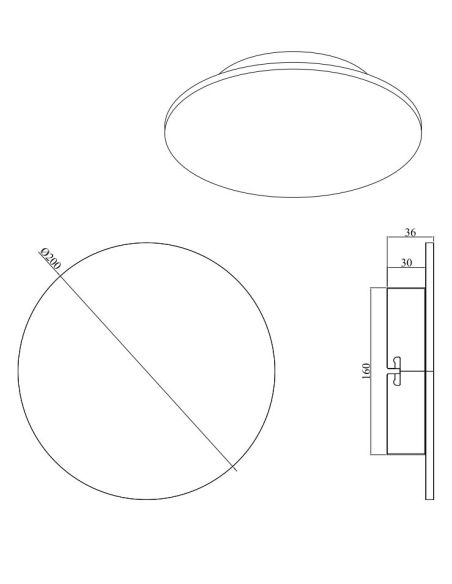 Applique murale LED circulaire effet ardoise RAVEN IP20 mesures du produit