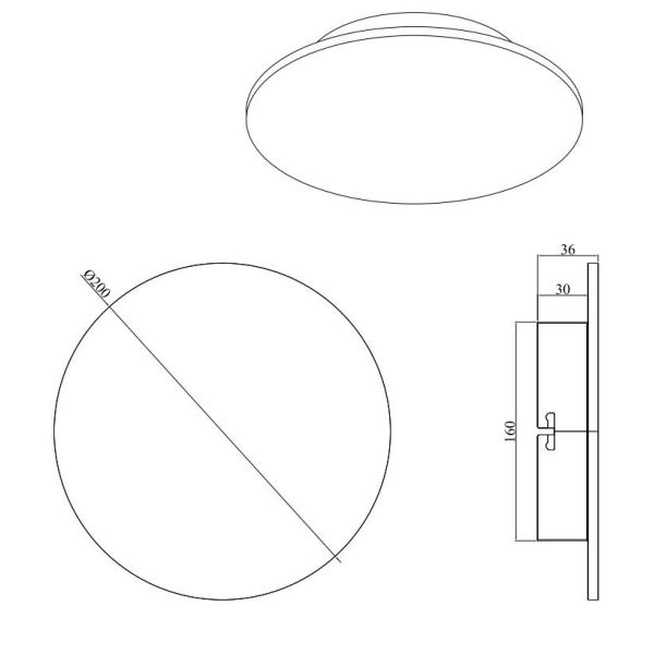 Aplique de pared LED efecto pizarra circular RAVEN IP20 medidas producto