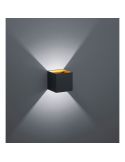 Aplique de pared interior LED cuadrado LOUIS 2 luces arriba y abajo negro